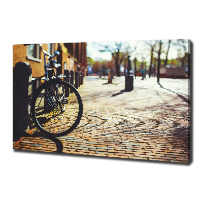 Schilderij op canvas Fietsen in Amsterdam