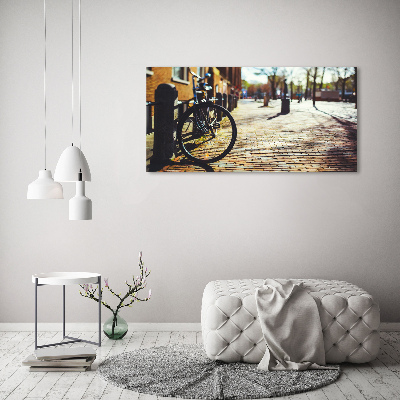 Schilderij op canvas Fietsen in Amsterdam