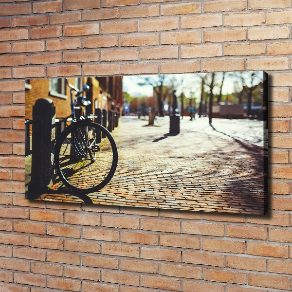 Schilderij op canvas Fietsen in Amsterdam