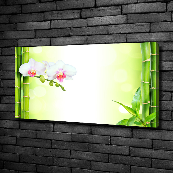Foto canvas Orchidee en bamboe