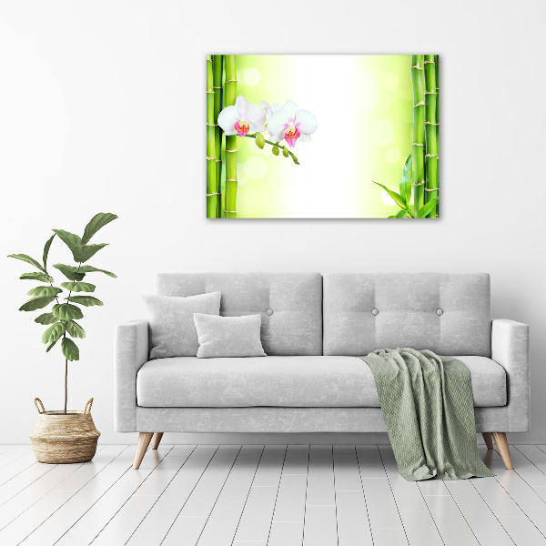 Foto canvas Orchidee en bamboe