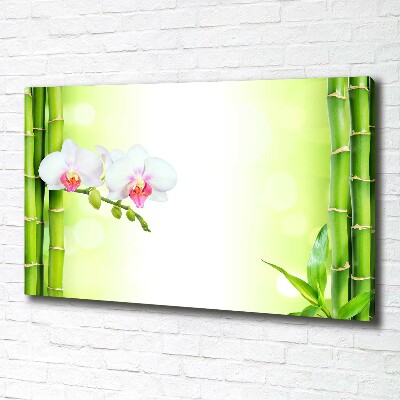 Foto canvas Orchidee en bamboe