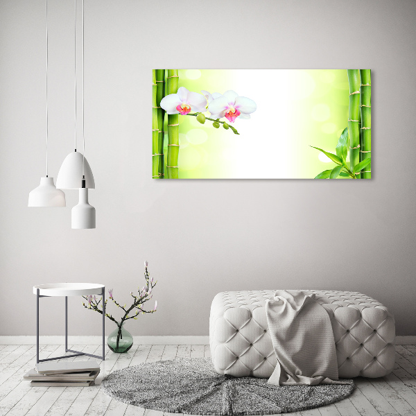 Foto canvas Orchidee en bamboe
