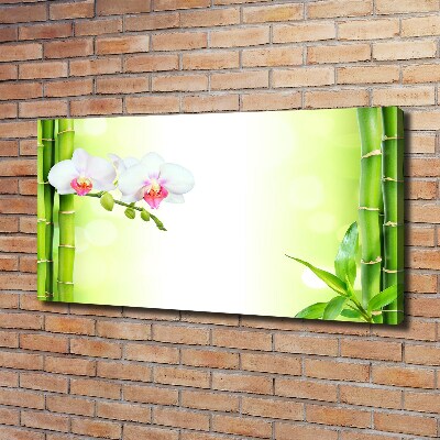 Foto canvas Orchidee en bamboe