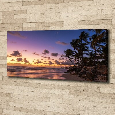 Foto canvas Zonsondergang op het strand