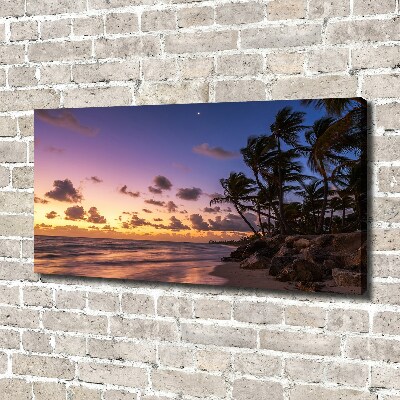 Foto canvas Zonsondergang op het strand