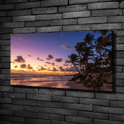 Foto canvas Zonsondergang op het strand