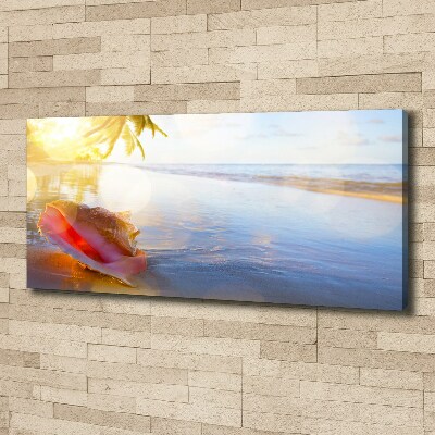 Canvas schilderij Een schelp op het strand