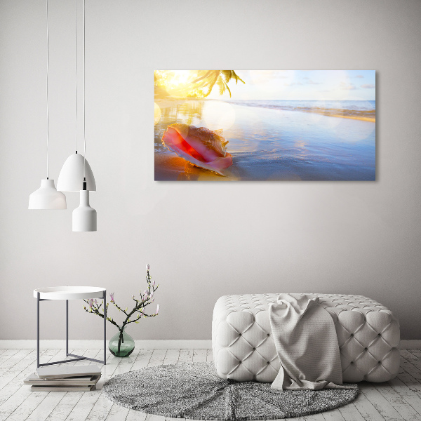 Canvas schilderij Een schelp op het strand