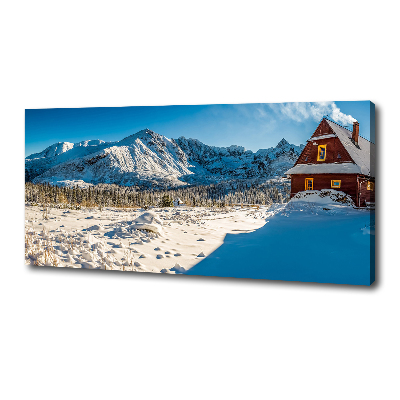 Foto canvas Een huisje in de bergen