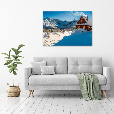 Foto canvas Een huisje in de bergen