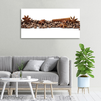 Schilderij op canvas Koffiebonen kaneel
