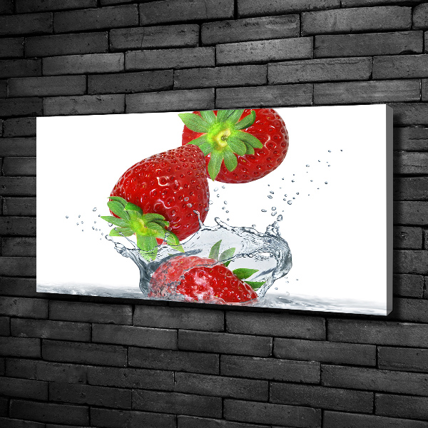 Canvas foto Vallende aardbeien