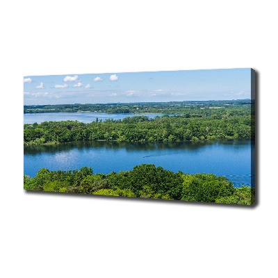 Foto op canvas Bos aan het meer