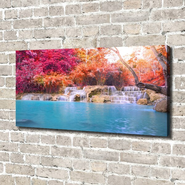 Canvas foto Waterval in het bos