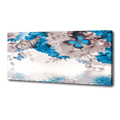 Canvas schilderij Bloemen en vlinders