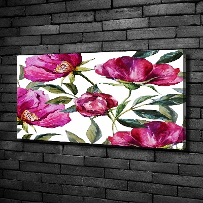 Canvas foto Roze pioenrozen