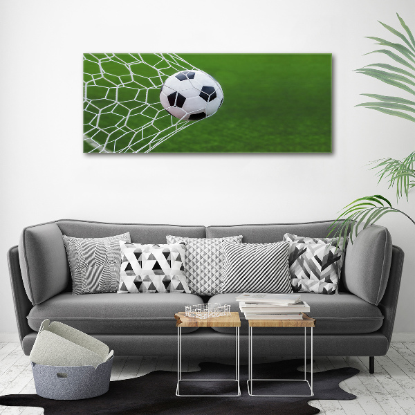 Schilderij op canvas De bal ligt in het doel.