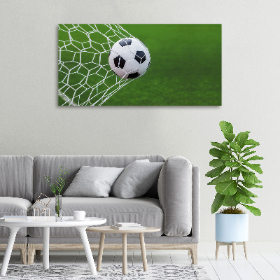 Schilderij op canvas De bal ligt in het doel.