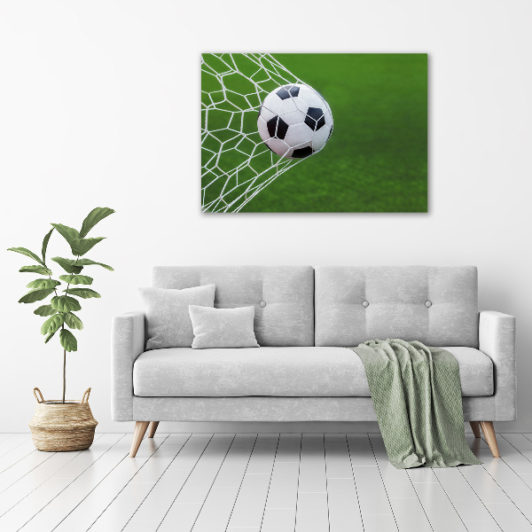 Schilderij op canvas De bal ligt in het doel.