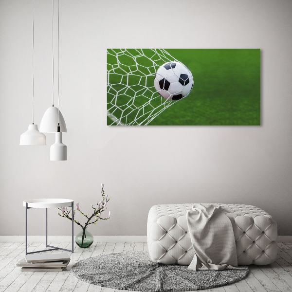 Schilderij op canvas De bal ligt in het doel.