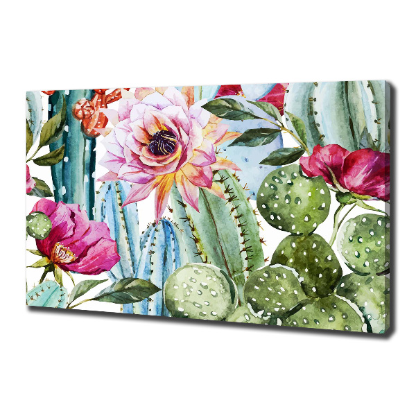 Canvas foto Cactussen en bloemen