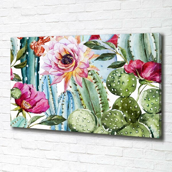 Canvas foto Cactussen en bloemen