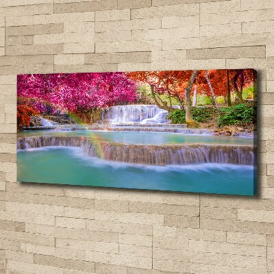 Canvas foto Waterval in het bos