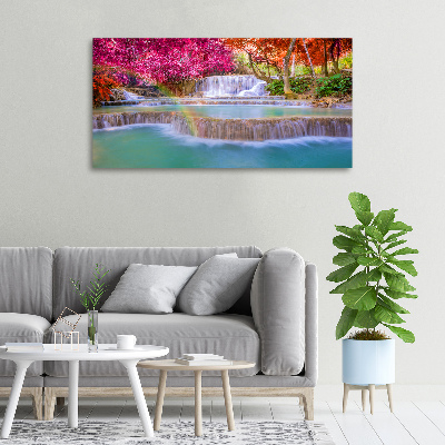 Canvas foto Waterval in het bos