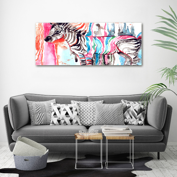 Foto canvas Kleurrijke zebra