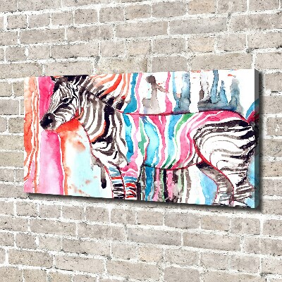 Foto canvas Kleurrijke zebra