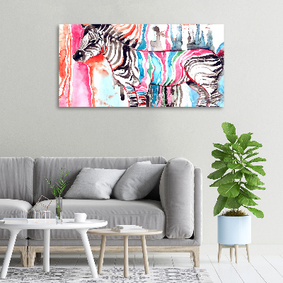 Foto canvas Kleurrijke zebra