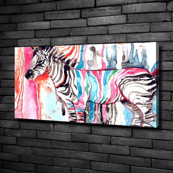 Foto canvas Kleurrijke zebra
