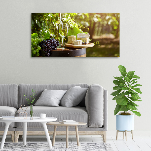 Foto canvas Wijn en hapjes