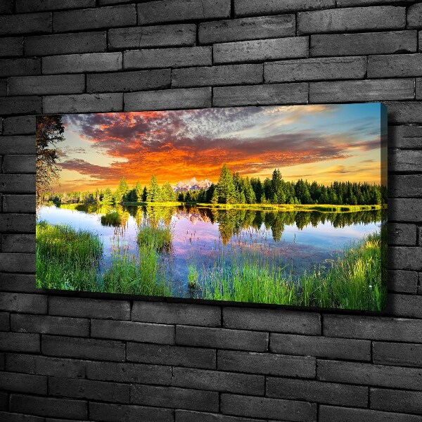 Canvas schilderij Rivier in het bos