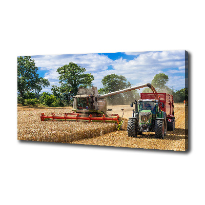 Canvas foto Maaidorser en tractor