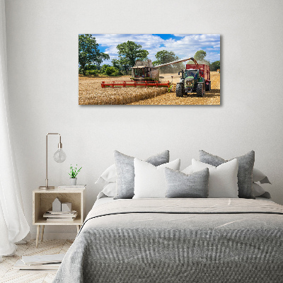 Canvas foto Maaidorser en tractor