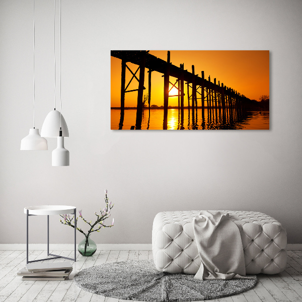 Canvas schilderij Zonsondergangbrug