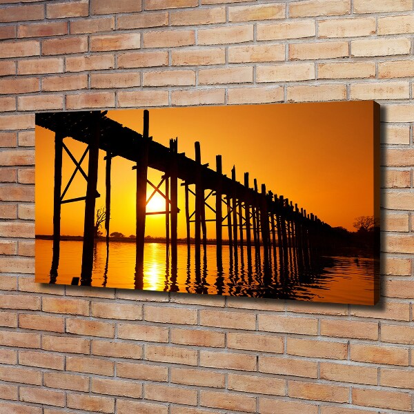 Canvas schilderij Zonsondergangbrug