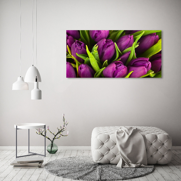 Foto op canvas Paarse tulpen