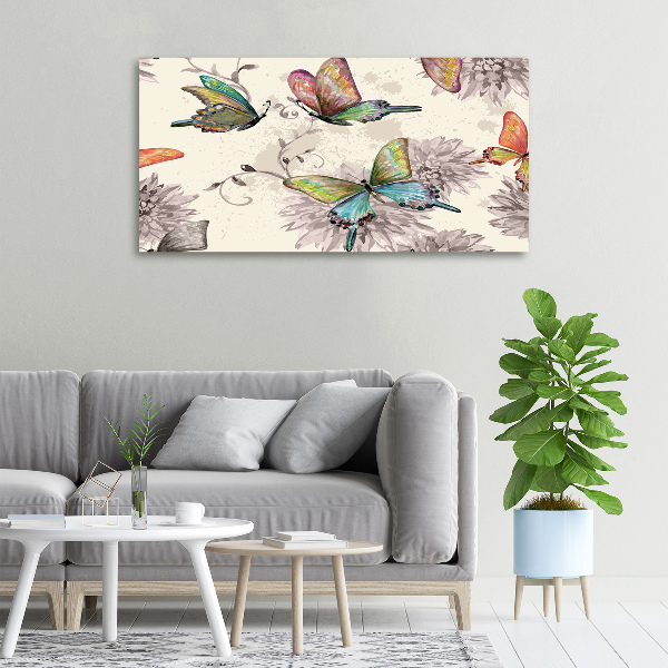 Foto op canvas Vlinders en bloemen