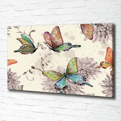 Foto op canvas Vlinders en bloemen