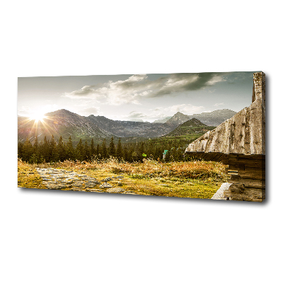 Foto op canvas Huis in de bergen