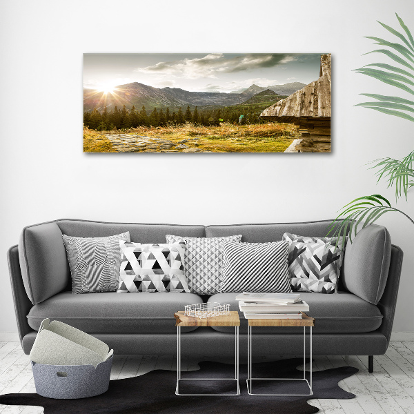 Foto op canvas Huis in de bergen
