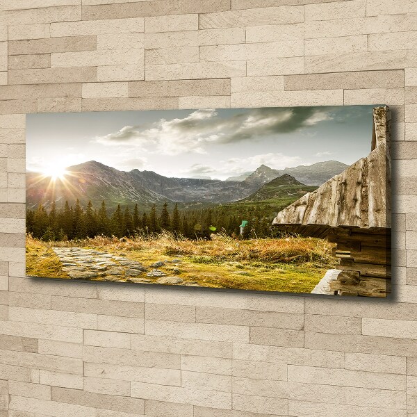 Foto op canvas Huis in de bergen