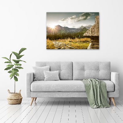 Foto op canvas Huis in de bergen
