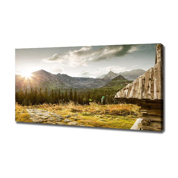 Foto op canvas Huis in de bergen