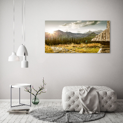 Foto op canvas Huis in de bergen