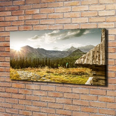 Foto op canvas Huis in de bergen