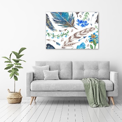Foto obraz na płótnie Pióra i kwiaty